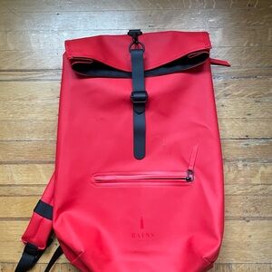 Rains Red Waterproof Backpack